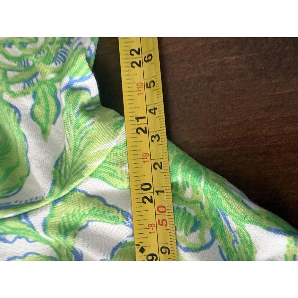 Lilly Pulitzer Short Sleeve Green and White Floral Print Dress with Side Tie - Picture 5 of 11